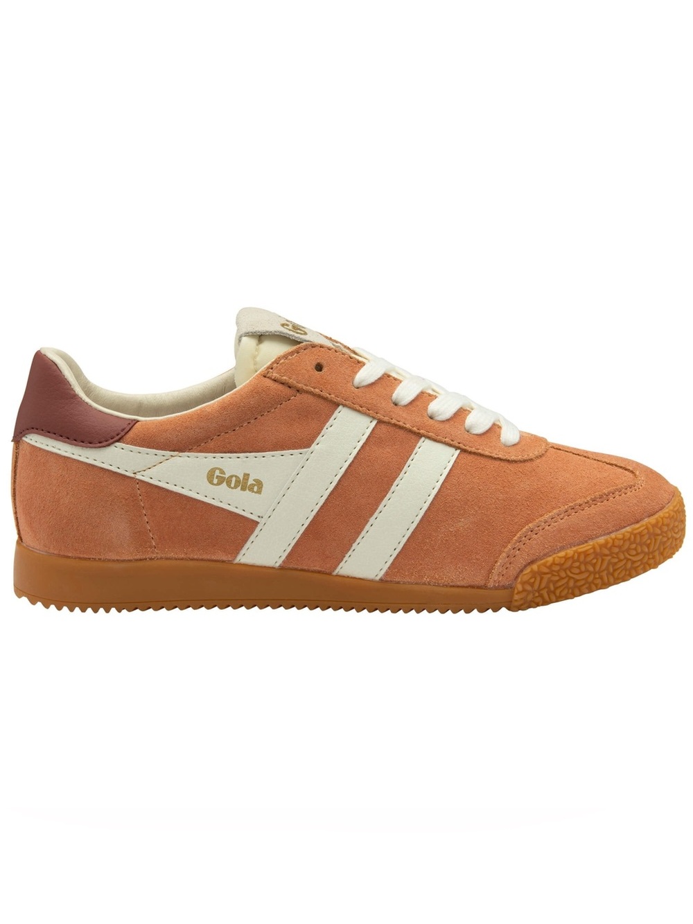 Gola Women's Suede Sneakers in Rust Orange, White & Maroon